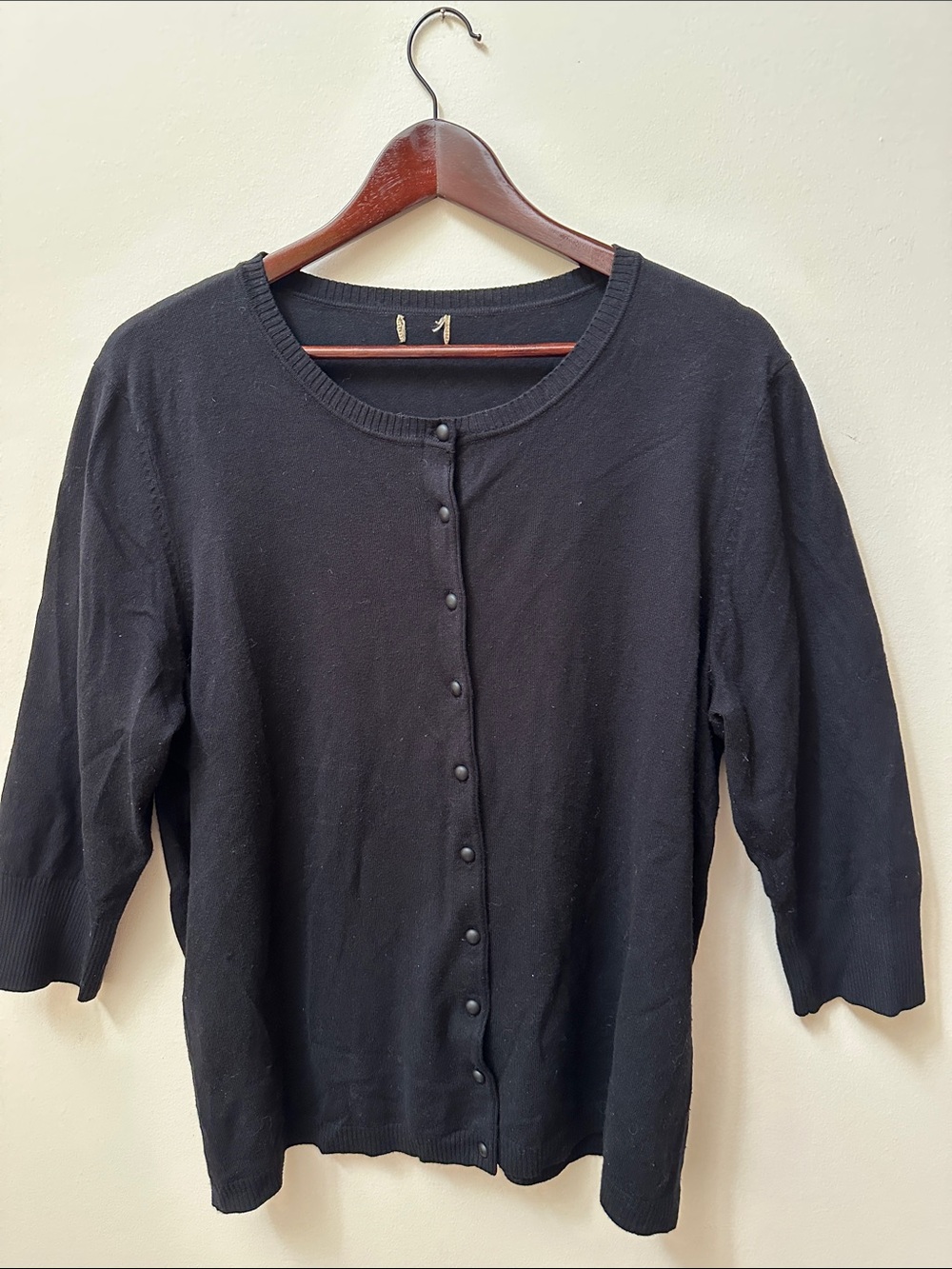Classic Black Women's Button-Front Cardigan